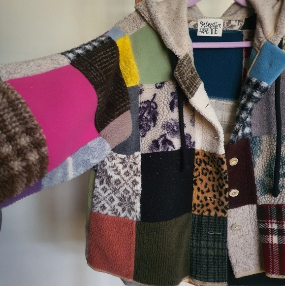 Selective Eye patchwork sherpa jacket - Picture 3 of 8